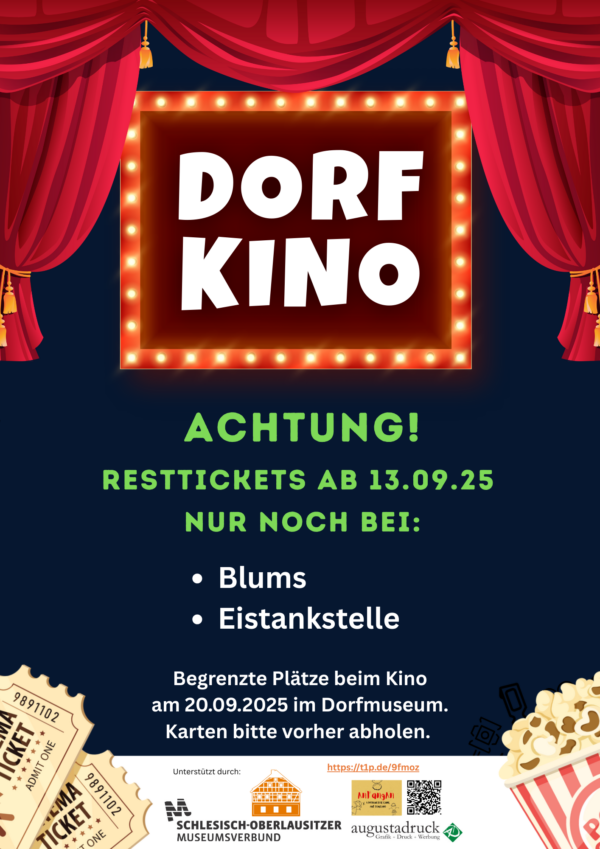 Achtung: Restkarten für das Dorfkino am 20.09.25
