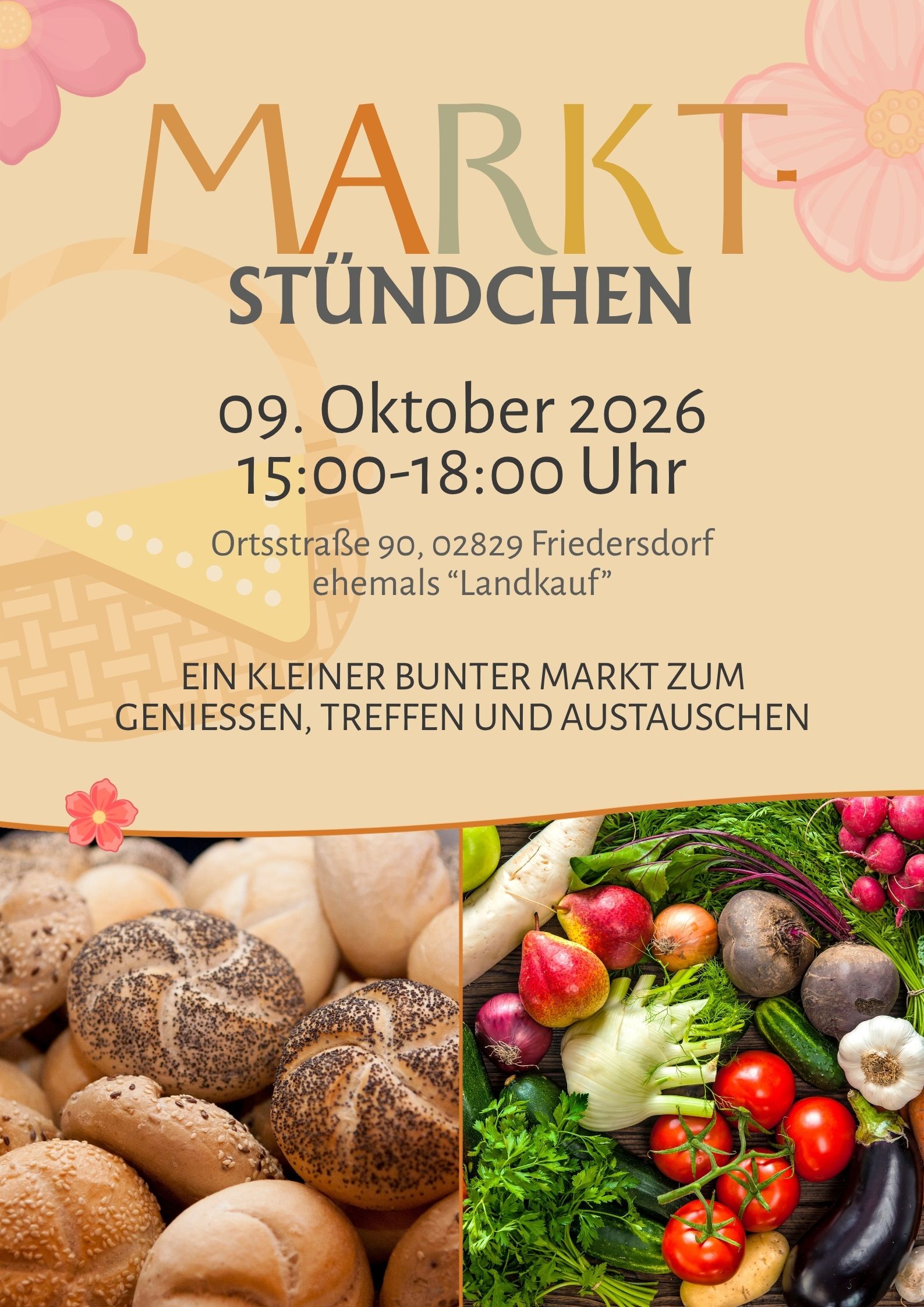 Markt-Stündchen am 9. Oktober 2026 in Friedersdorf.